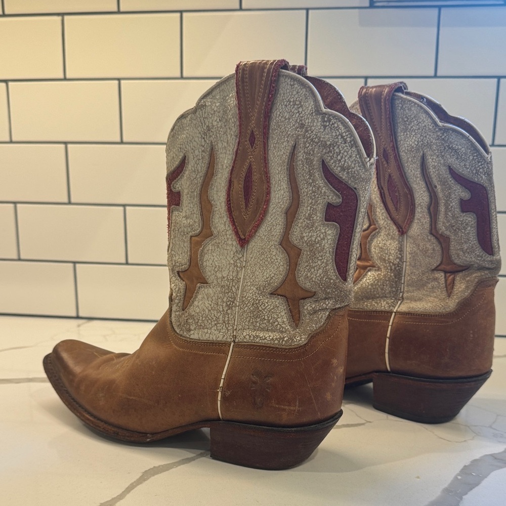 Frye Tan and Cream Leather Boots
